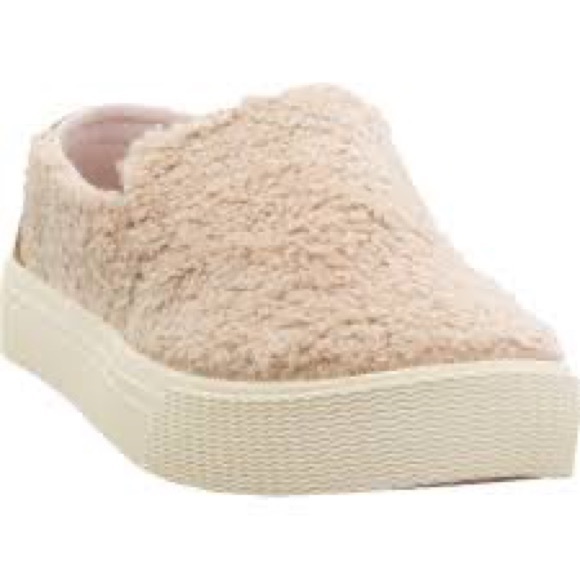 Toms NWOB Blush Color Sunset Faux Shearling Fuzzy Furry Slip On Boat Shoes sz 7 - Picture 4 of 13